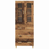 vidaXL Highboard Oud Hout 69,5 x 34 x 180 cm Gefabriceerd Hout en Glas