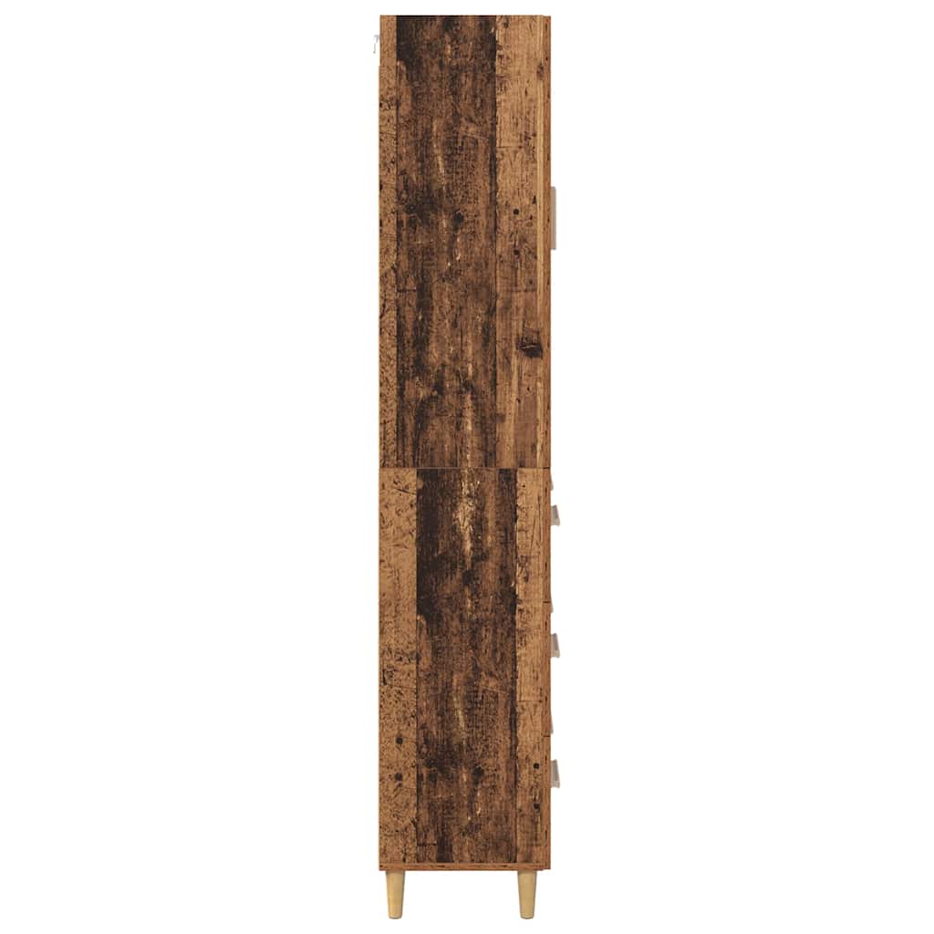 vidaXL Highboard Oud Hout 69,5 x 34 x 180 cm Gefabriceerd Hout en Glas