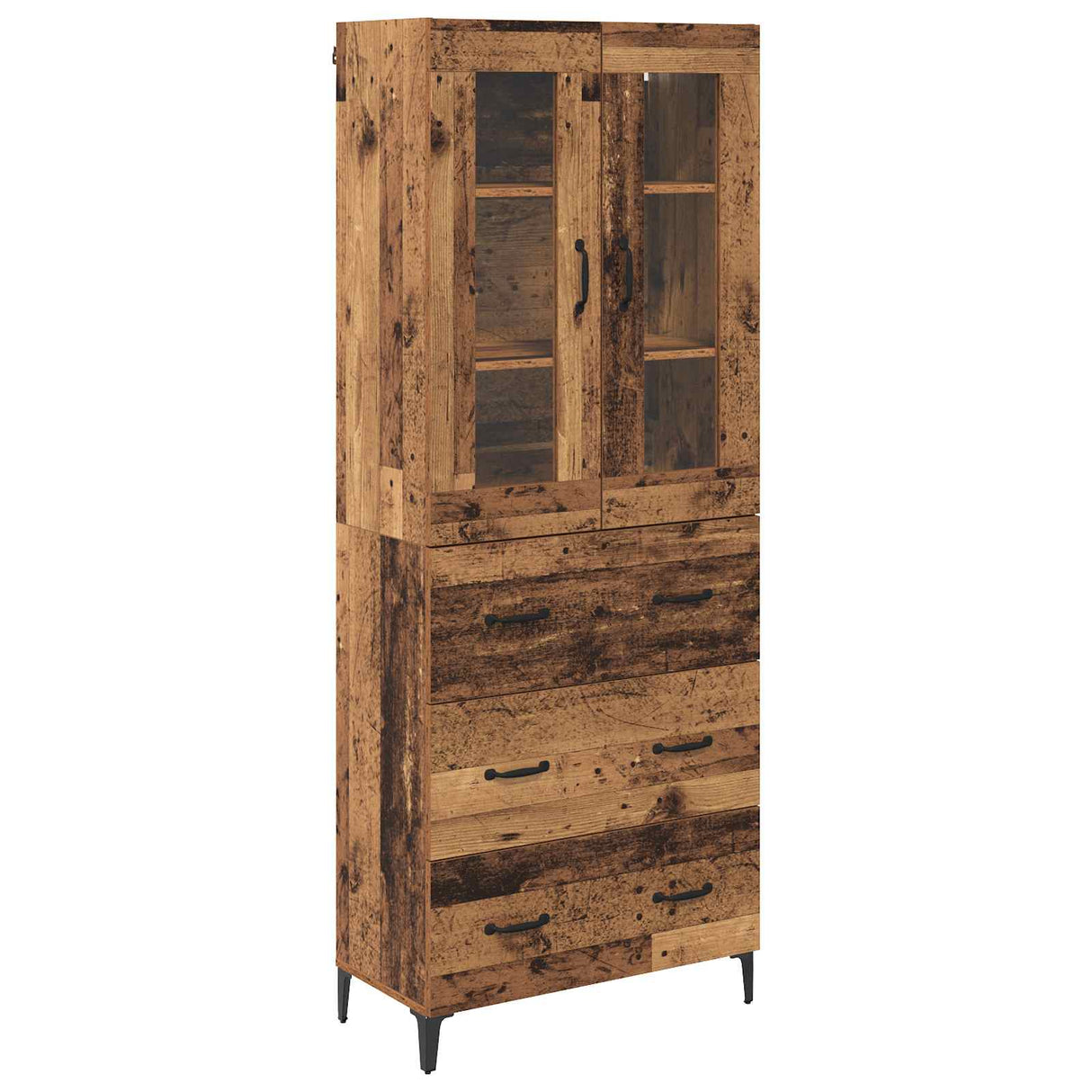 vidaXL Highboard with Drawer Old Wood 69.5 x 34 x 180 cm Engineered Wood