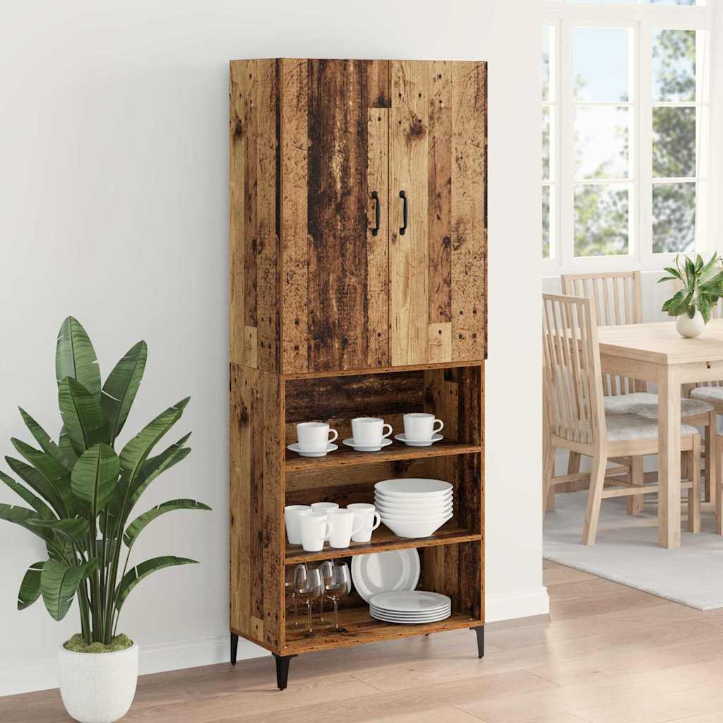 vidaXL Highboard Oud Hout 69,5 x 34 x 180 cm Bewerkt hout