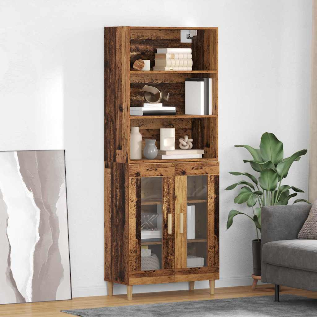 vidaXL Highboard Oud Hout 69,5 x 32,5 x 180 cm Bewerkt hout