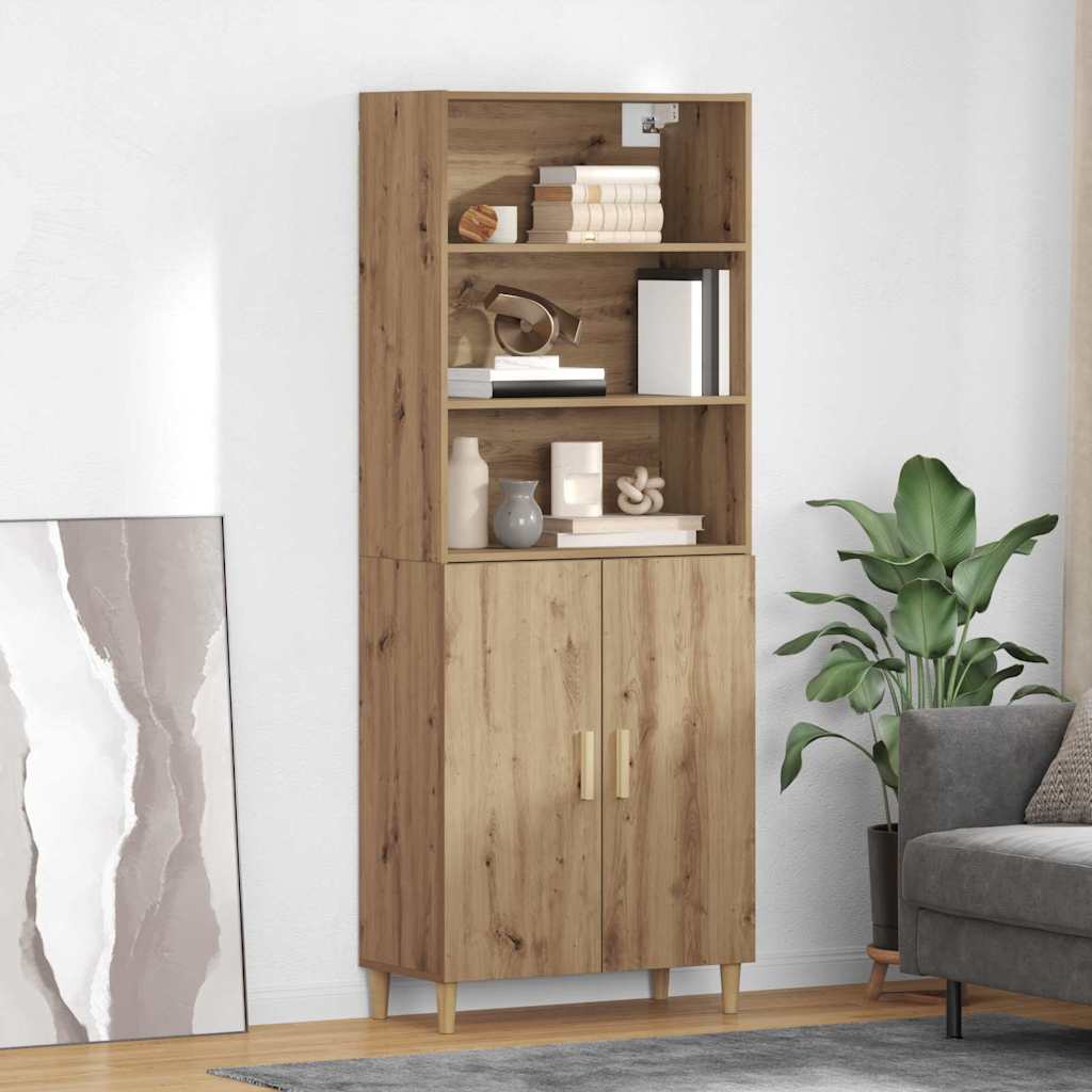 vidaXL Highboard Oud Hout 69,5 x 32,5 x 180 cm Bewerkt hout