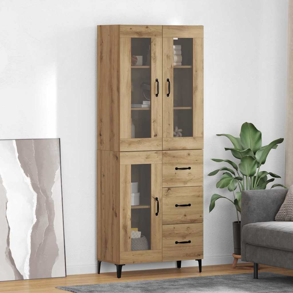 vidaXL Highboard with Drawer Old Wood 69.5 x 34 x 180 cm Engineered Wood