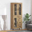 vidaXL Highboard with Drawer Old Wood 69.5 x 34 x 180 cm Engineered Wood