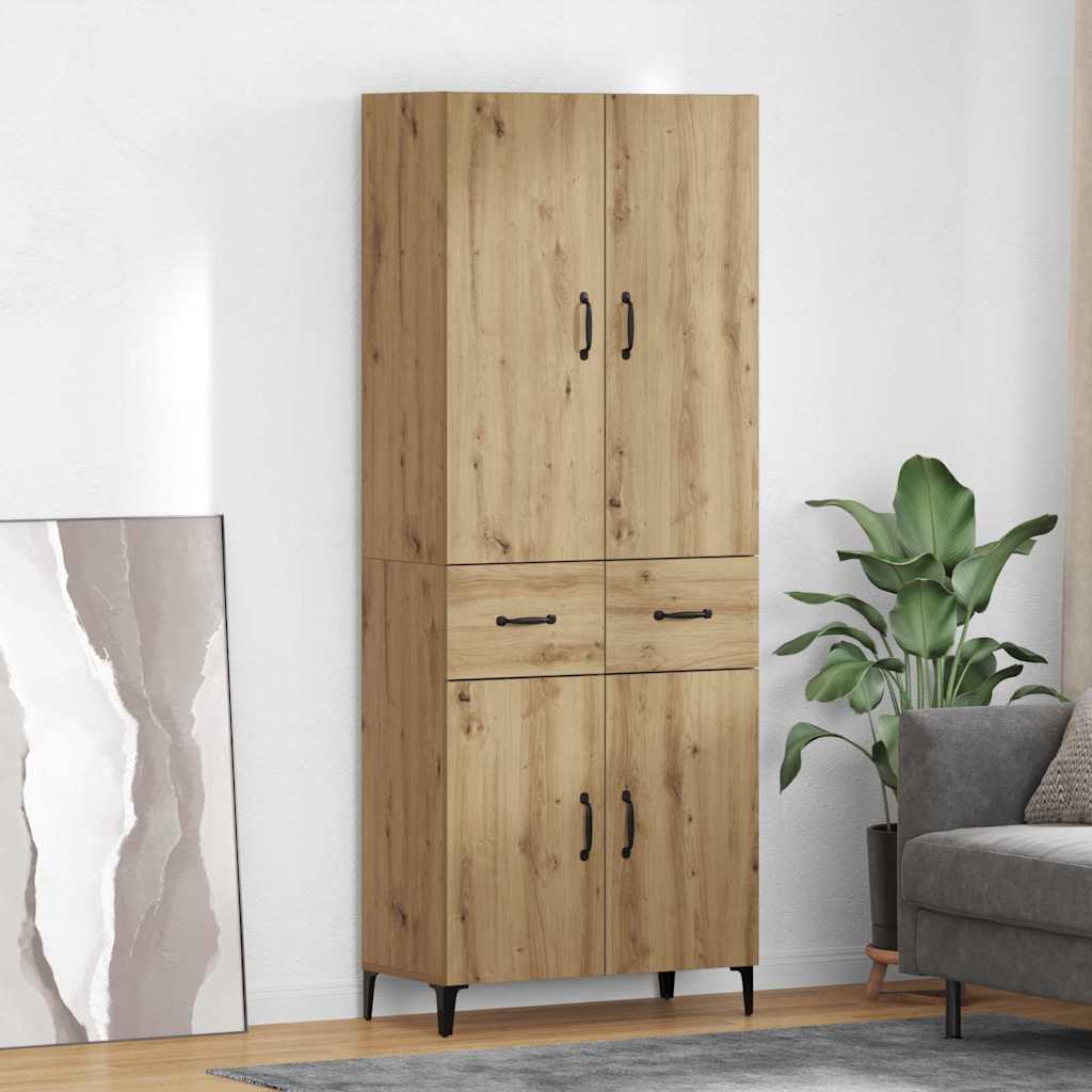 vidaXL Highboard met lade Oud Hout 69,5 x 34 x 180 cm Bewerkt hout