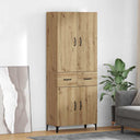 vidaXL Highboard met lade Oud Hout 69,5 x 34 x 180 cm Bewerkt hout