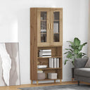 vidaXL Highboard Old Wood 69.5 x 34 x 180 cm Engineered Wood and Glass