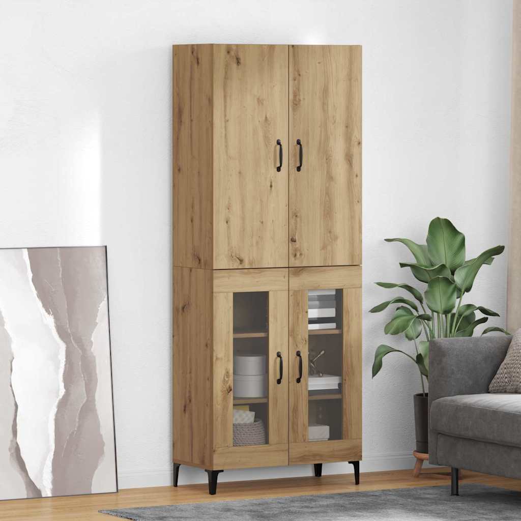 vidaXL Highboard Oud Hout 69,5 x 34 x 180 cm Bewerkt hout