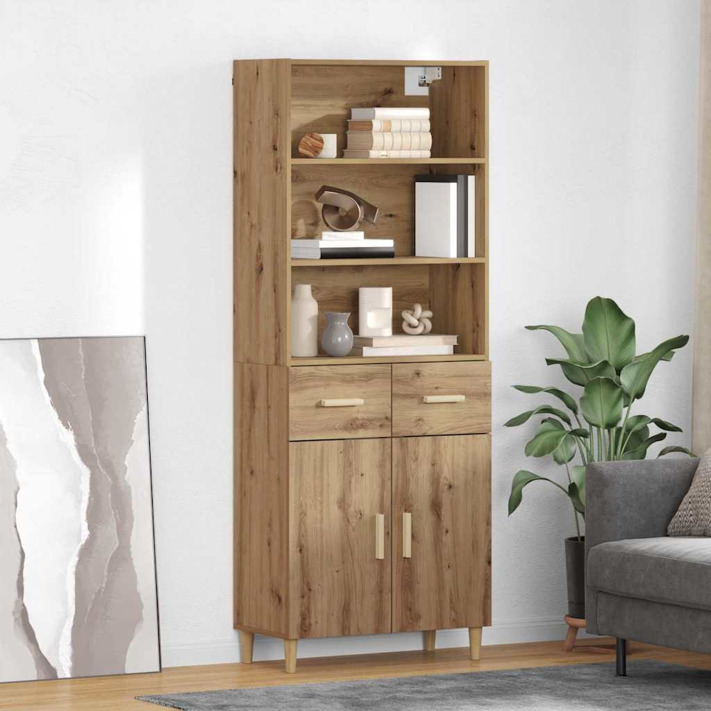 vidaXL Highboard Oud Hout 69,5 x 32,5 x 180 cm Bewerkt hout