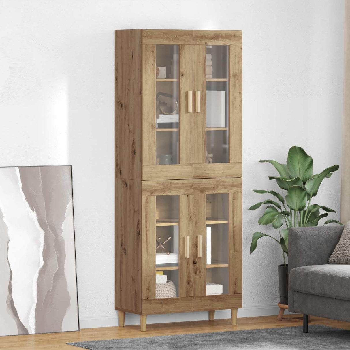vidaXL Highboard Oud Hout 69,5 x 34 x 180 cm Bewerkt hout