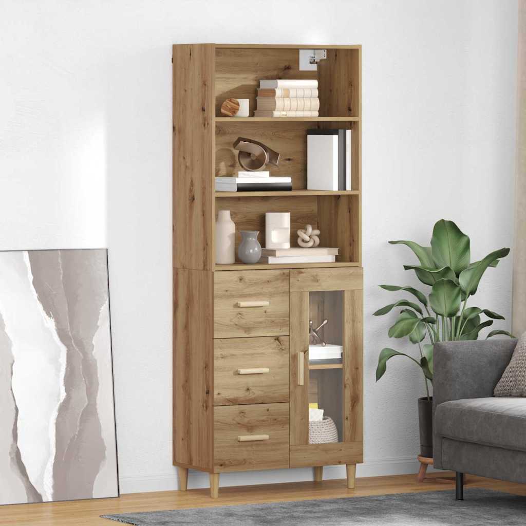 vidaXL Highboard Oud Hout 69,5 x 32,5 x 180 cm Bewerkt hout