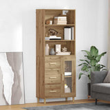 vidaXL Highboard Oud Hout 69,5 x 32,5 x 180 cm Bewerkt hout