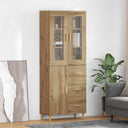 vidaXL Highboard met lade Oud Hout 69,5 x 34 x 180 cm Bewerkt hout