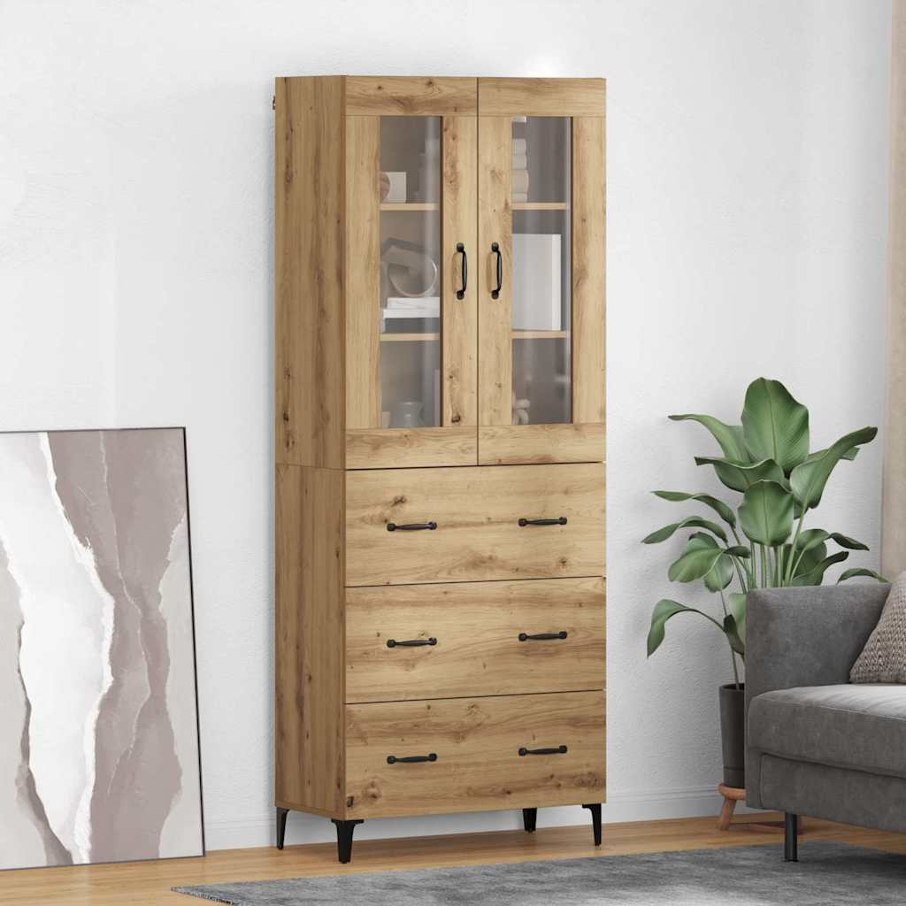 vidaXL Highboard with Drawer Old Wood 69.5 x 34 x 180 cm Engineered Wood
