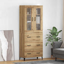 vidaXL Highboard with Drawer Old Wood 69.5 x 34 x 180 cm Engineered Wood