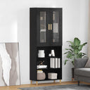vidaXL Highboard Old Wood 69.5 x 34 x 180 cm Engineered Wood and Glass