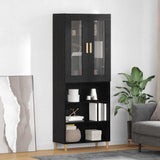 vidaXL Highboard Old Wood 69.5 x 34 x 180 cm Engineered Wood and Glass