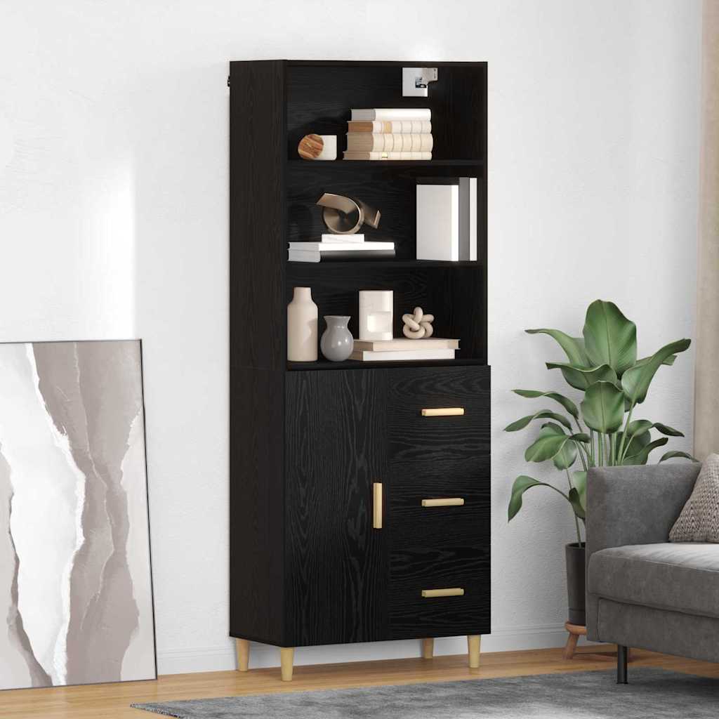 vidaXL Highboard Oud Hout 69,5 x 32,5 x 180 cm Bewerkt hout