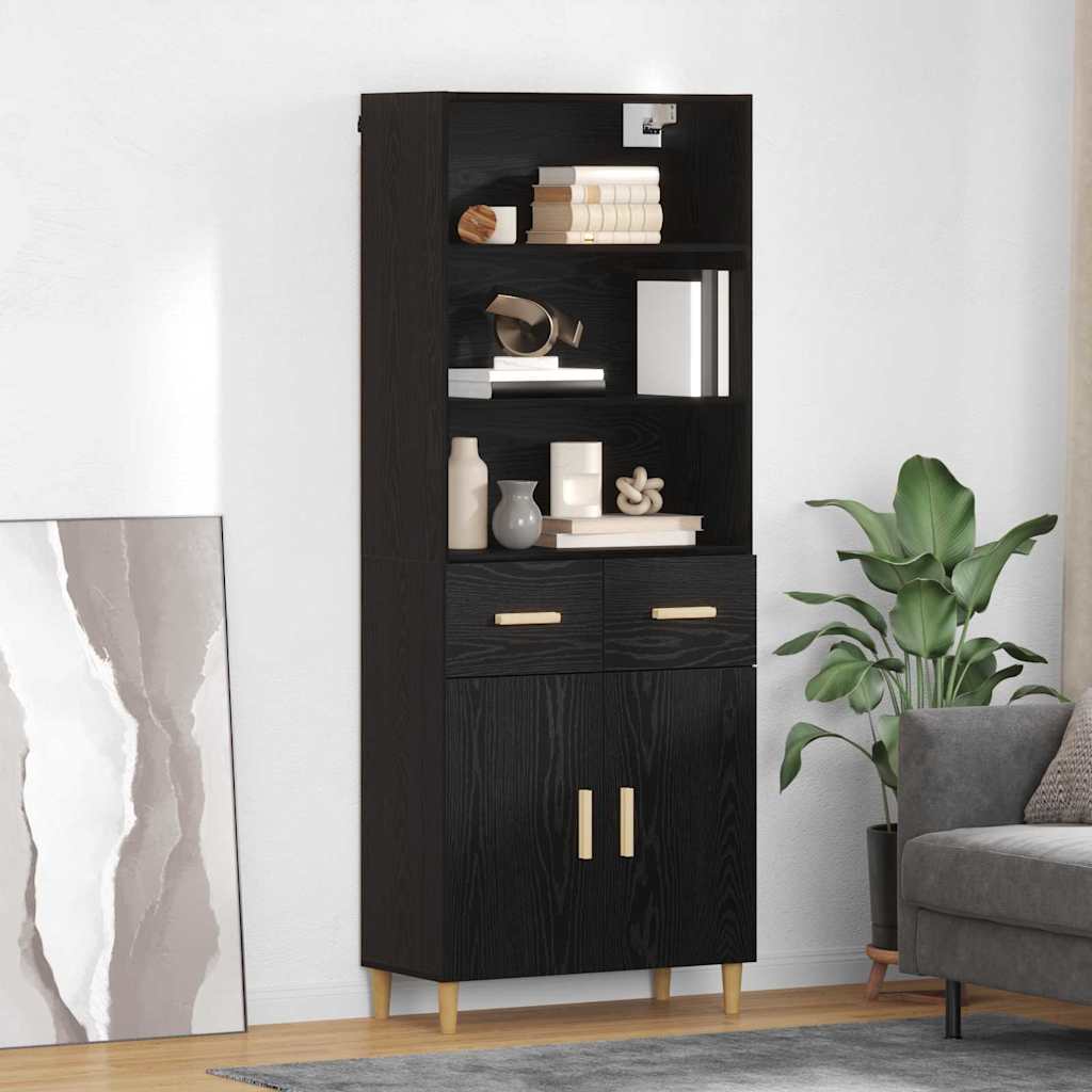vidaXL Highboard Oud Hout 69,5 x 32,5 x 180 cm Bewerkt hout