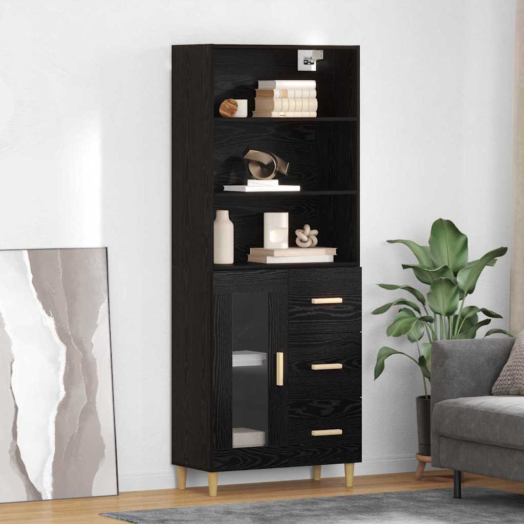 vidaXL Highboard Oud Hout 69,5 x 32,5 x 180 cm Bewerkt hout