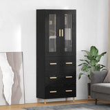 vidaXL Highboard Oud Hout 69,5 x 34 x 180 cm Gefabriceerd Hout en Glas
