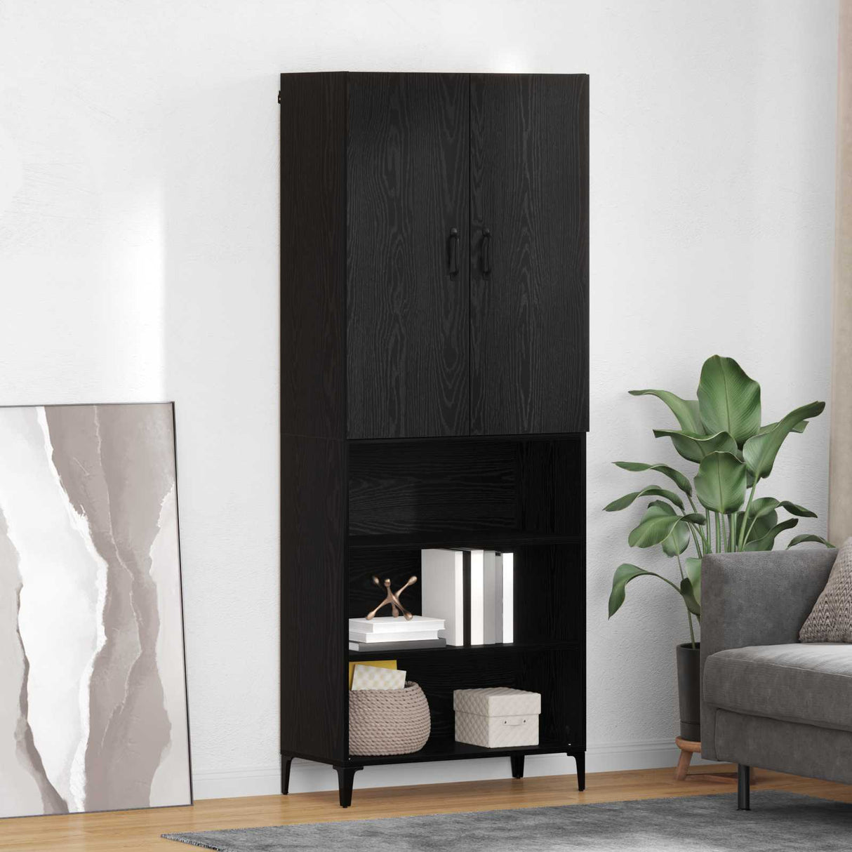 vidaXL Highboard Oud Hout 69,5 x 34 x 180 cm Bewerkt hout
