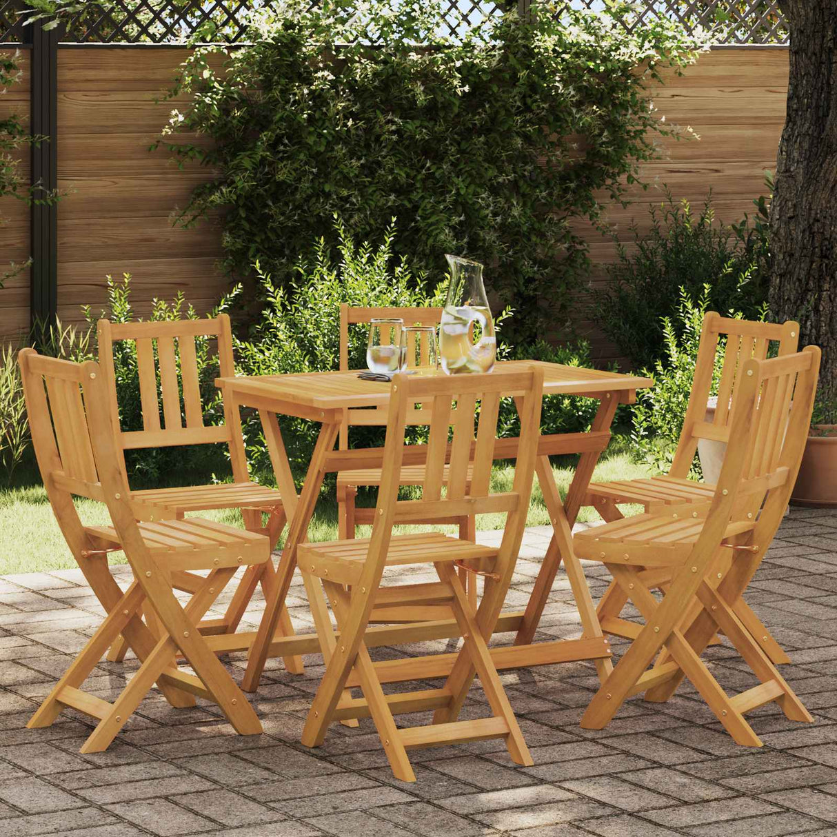 vidaXL Tuinstoel 4 pcs Olie Natuurlijk 40 x 42 x 85 cm