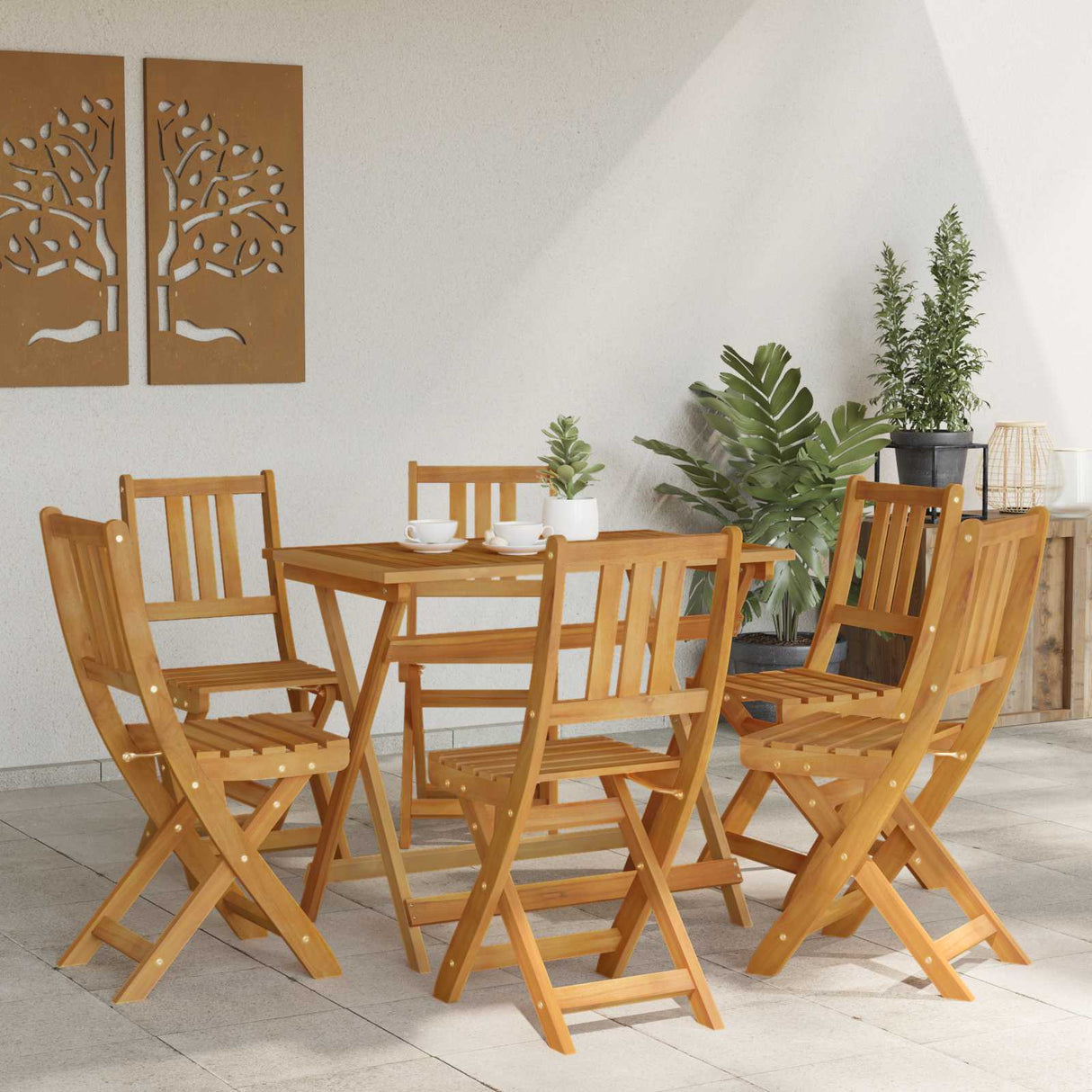 vidaXL Tuinstoel 4 pcs Olie Natuurlijk 40 x 42 x 85 cm