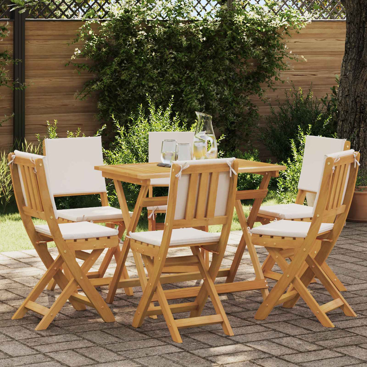 vidaXL Tuinstoel 4 pcs Olie Natuurlijk 40 x 42 x 85 cm