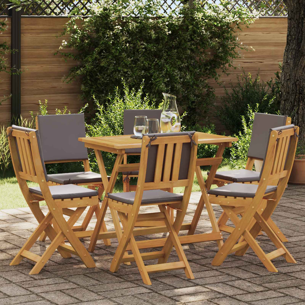 vidaXL Tuinstoel 4 pcs Olie Natuurlijk 40 x 42 x 85 cm