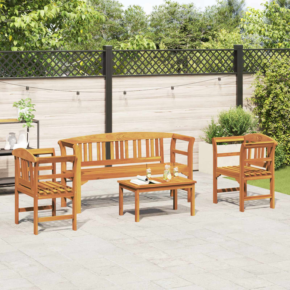 vidaXL Tuinrozen loungeset 4 pcs Massief Acacia Hout