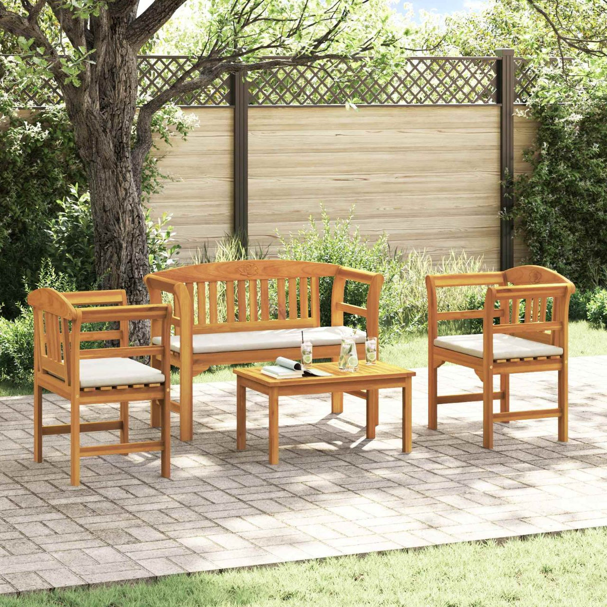 vidaXL Tuinrozen loungeset 4 pcs Massief Acacia Hout