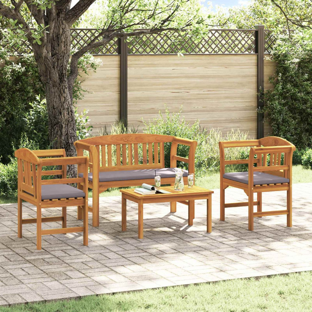 vidaXL Tuinrozen loungeset 4 pcs Massief Acacia Hout