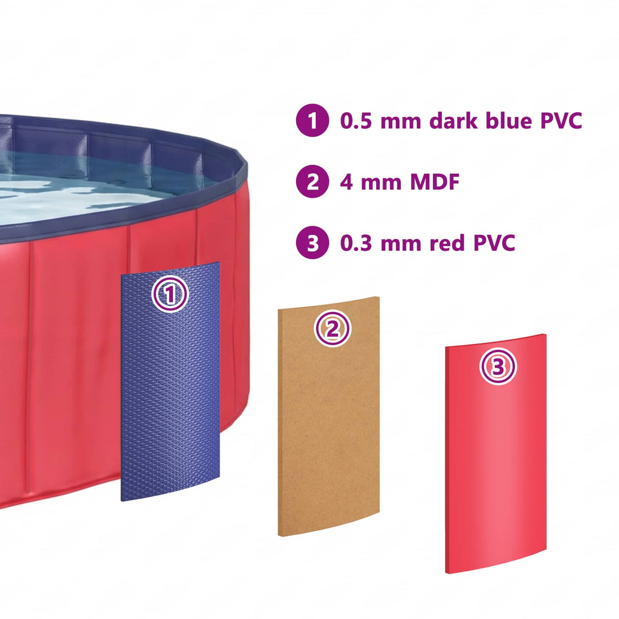 vidaXL Opvouwbaar hondenzwembad Rood 80 x 80 x 20 cm PVC