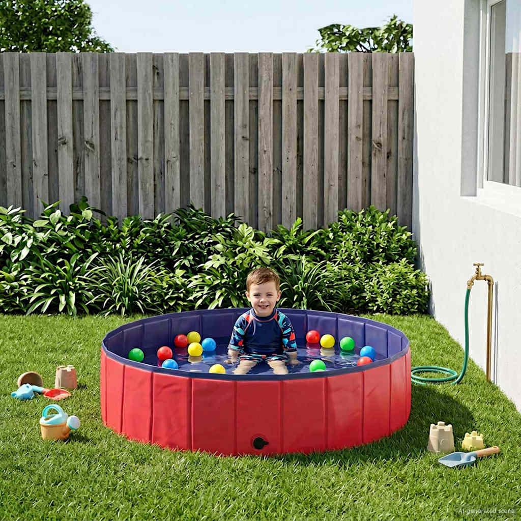 vidaXL Opvouwbaar hondenzwembad Rood 80 x 80 x 20 cm PVC