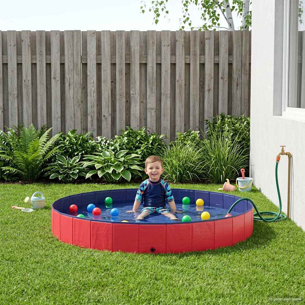 vidaXL Opvouwbaar hondenzwembad Rood 80 x 80 x 20 cm PVC