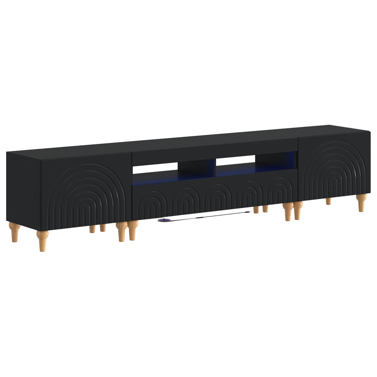 vidaXL 3-delige LED TV-kast Zwart Bewerkt hout