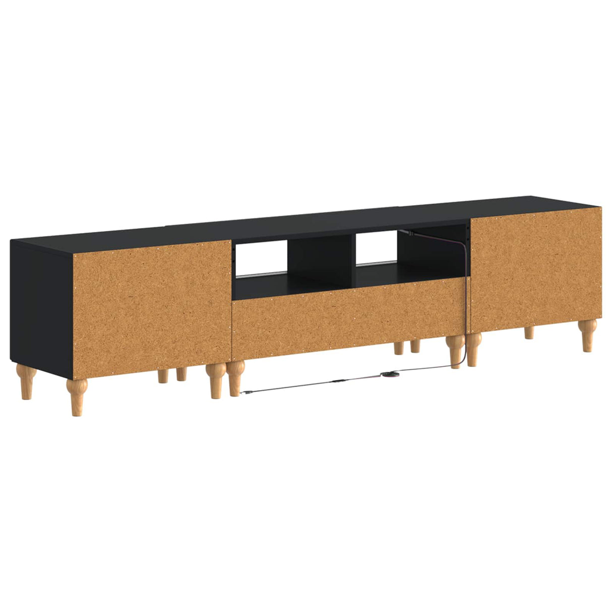 vidaXL 3-delige LED TV-kast Zwart Bewerkt hout