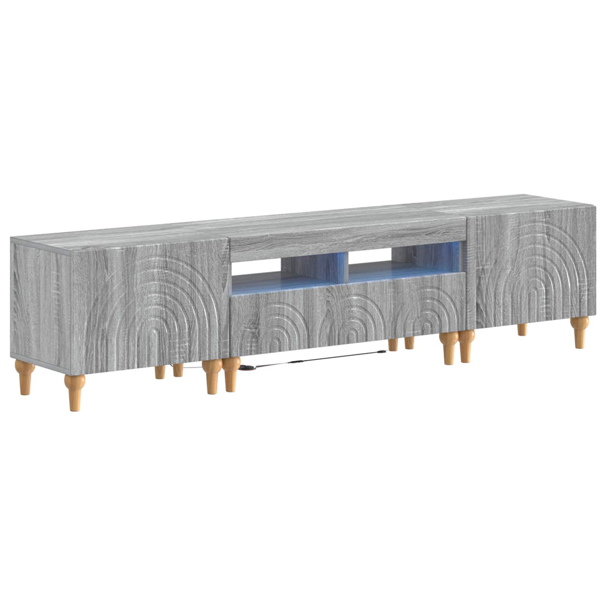 vidaXL 3-delige LED TV-kast Zwart Bewerkt hout