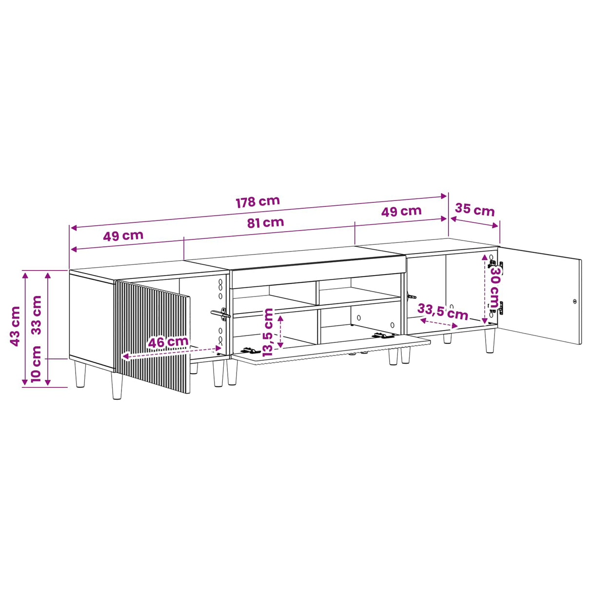vidaXL 5-piece LED TV Cabinet ARNHEM Black Engineered Wood