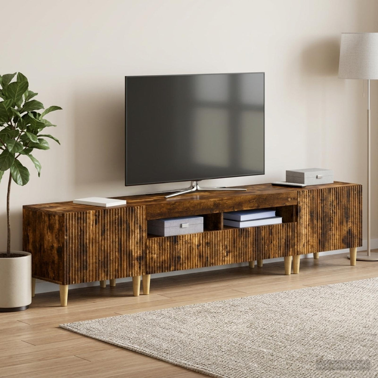 vidaXL 5-piece LED TV Cabinet ARNHEM Black Engineered Wood