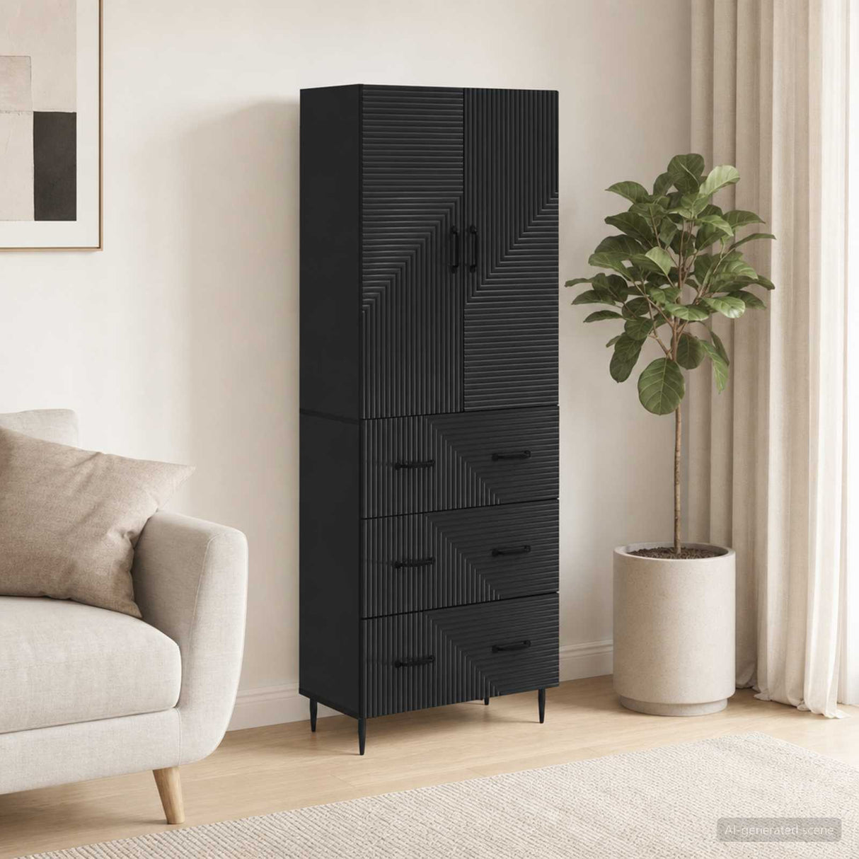 vidaXL Kast Set 2 pcs Zwart 66 x 34,5 x 90 cm Bewerkt hout