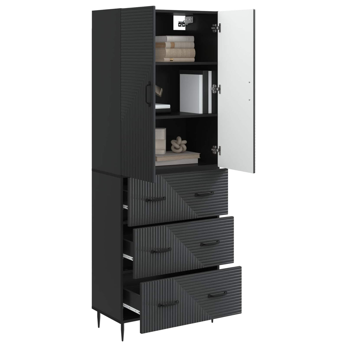 vidaXL Kast Set 2 pcs Zwart 66 x 34,5 x 90 cm Bewerkt hout
