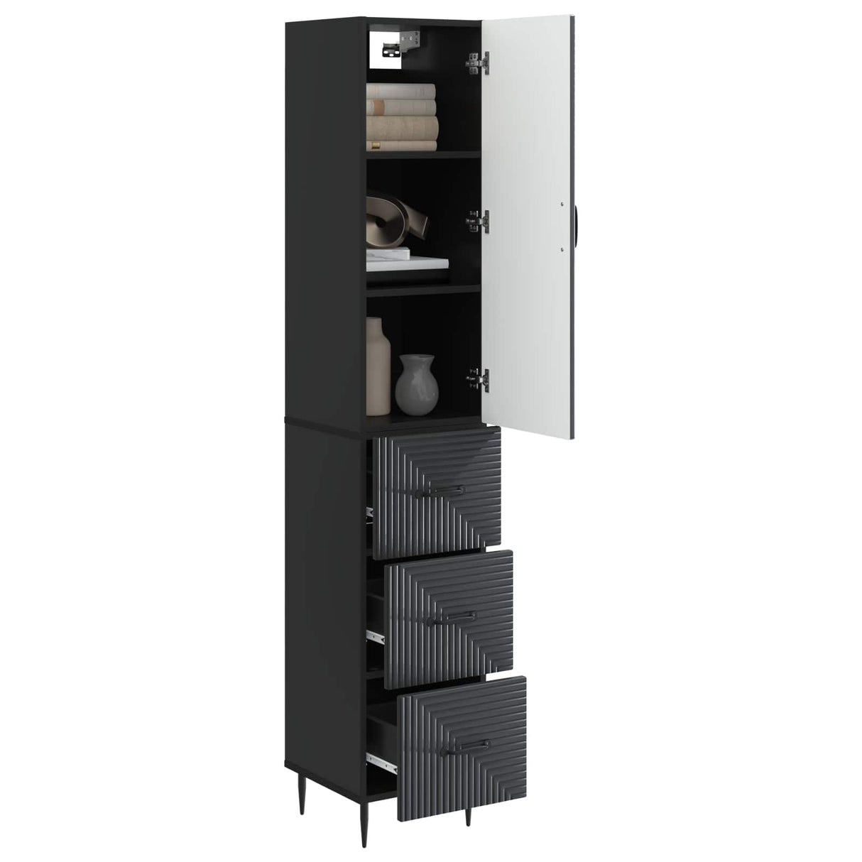 vidaXL Kast Set 2 pcs Zwart 33 x 34,5 x 90 cm Bewerkt hout