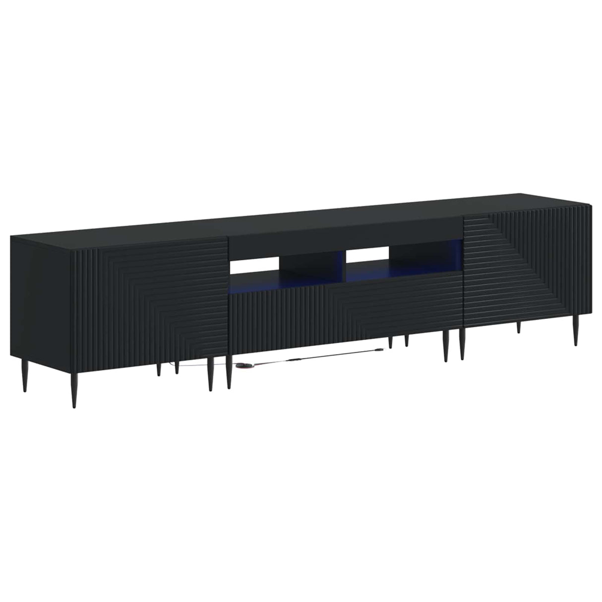 vidaXL 3-delige LED TV-kast Zwart Bewerkt hout