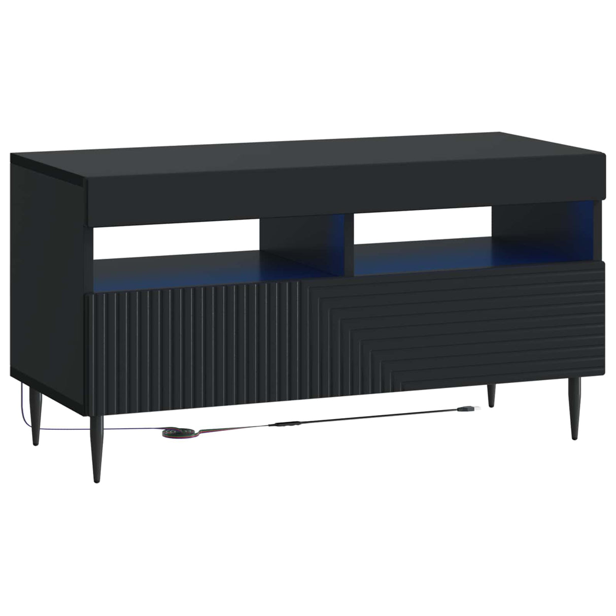 vidaXL 3-delige LED TV-kast Zwart Bewerkt hout
