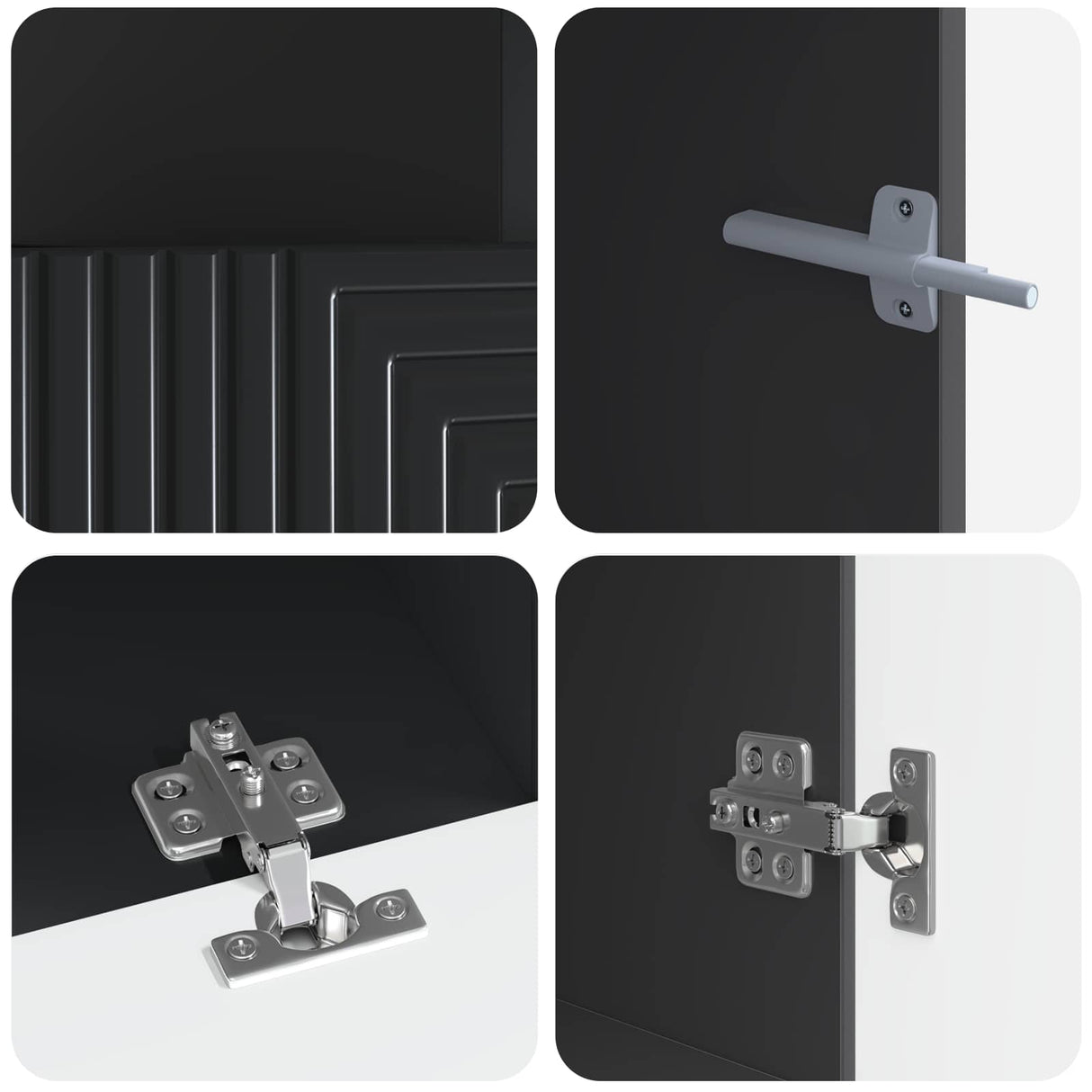 vidaXL 3-delige LED TV-kast Zwart Bewerkt hout