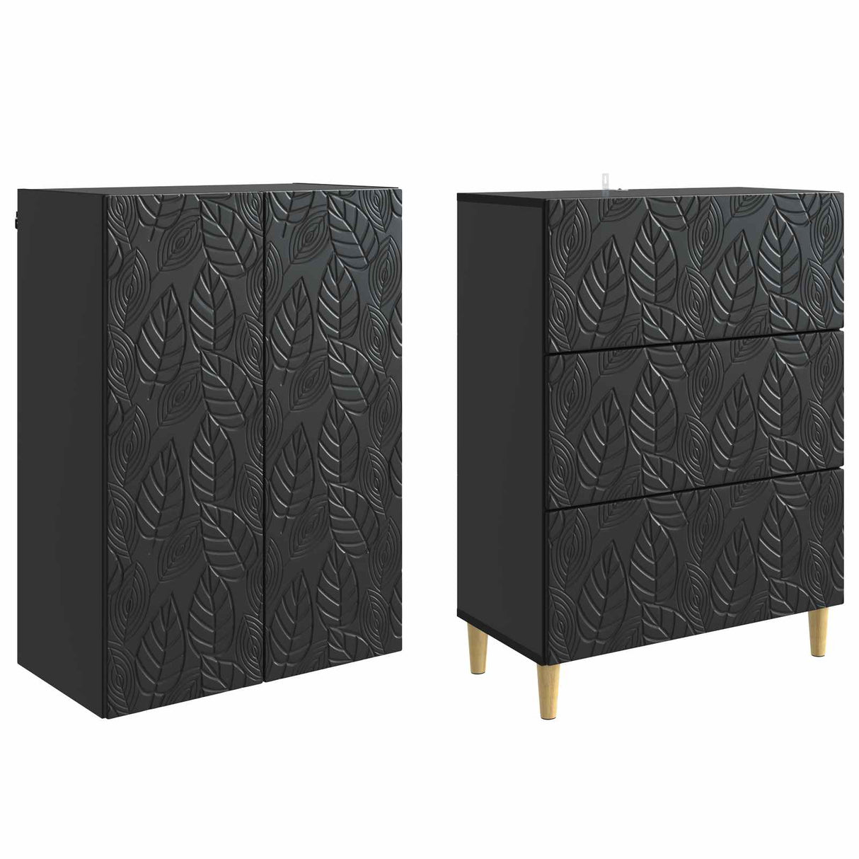 vidaXL Cabinet Set 2 pcs Black 66 x 34.5 x 90 cm Engineered Wood