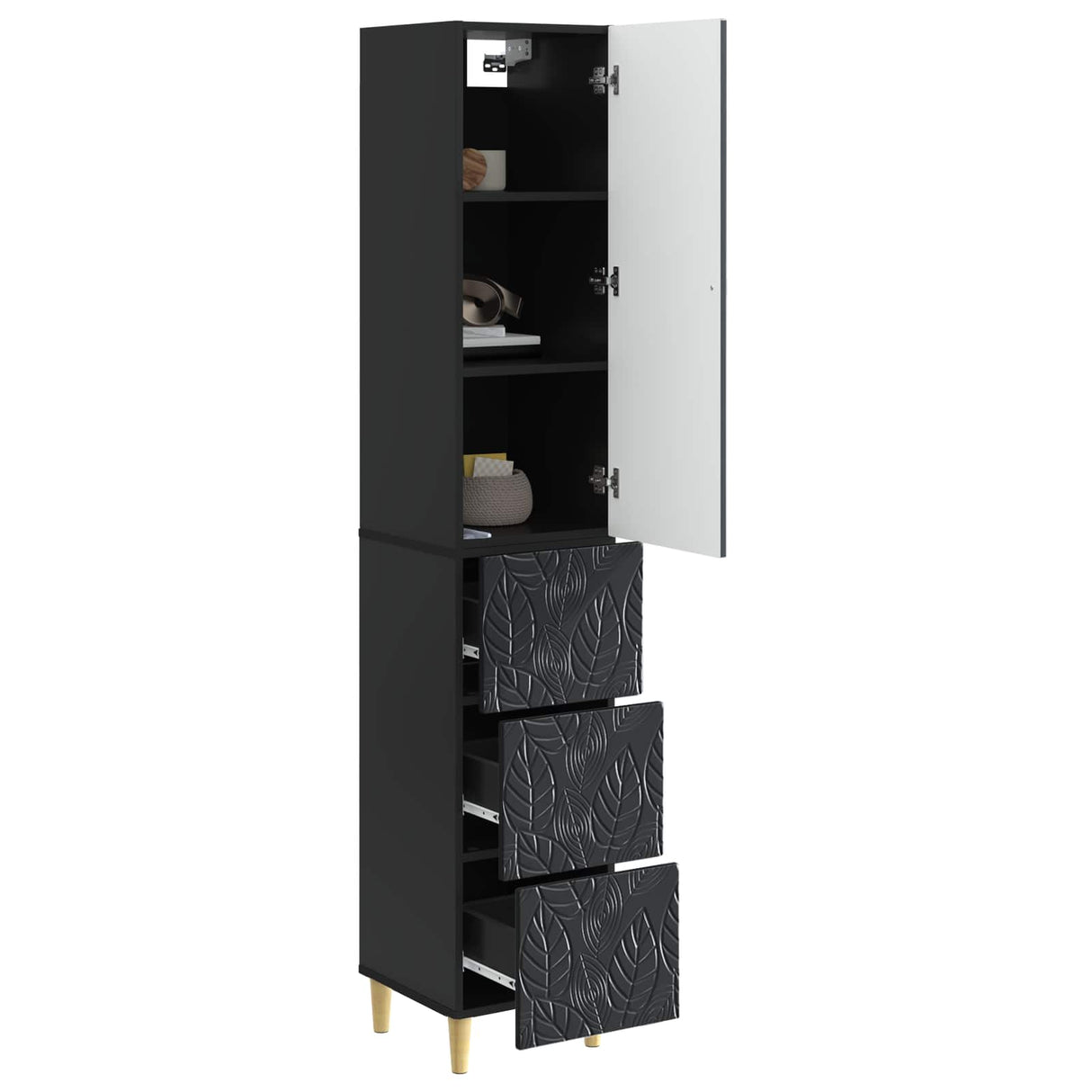 vidaXL Kast Set 2 pcs Zwart 33 x 34,5 x 90 cm Bewerkt hout