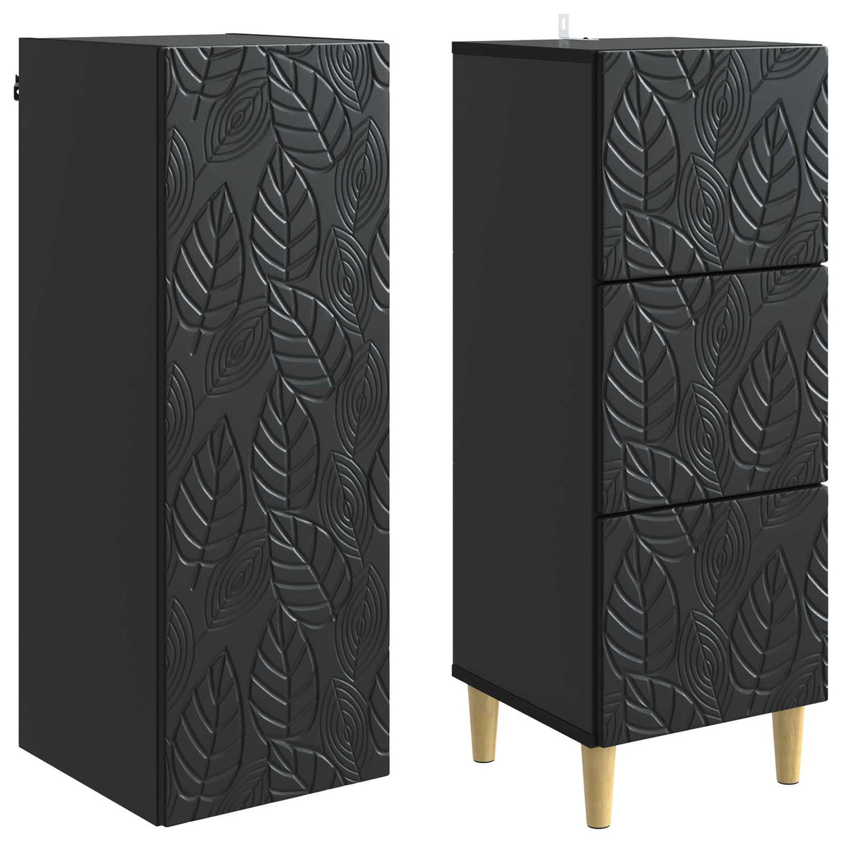 vidaXL Kast Set 2 pcs Zwart 33 x 34,5 x 90 cm Bewerkt hout